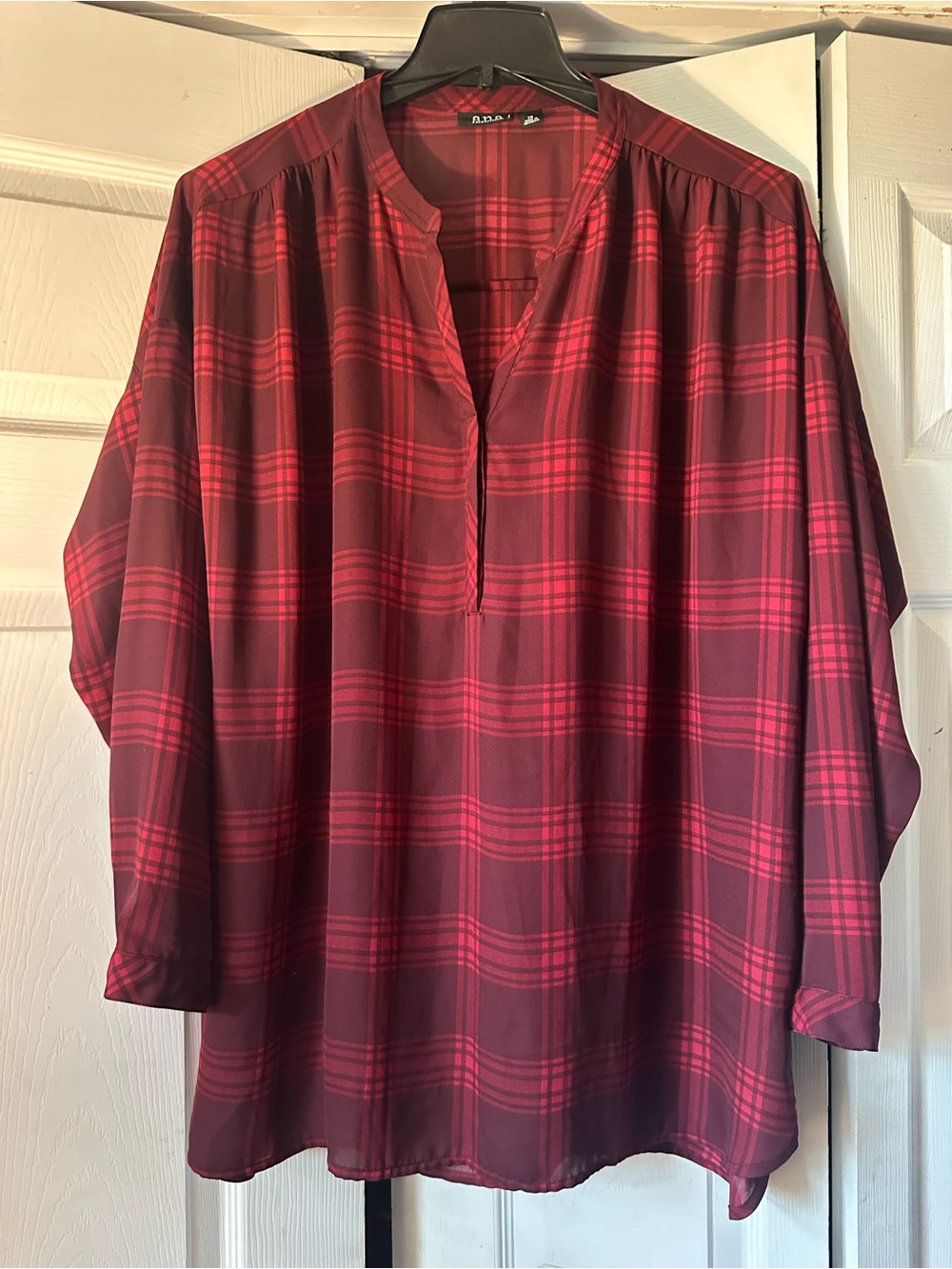 a.n.a Red Plaid Blouse